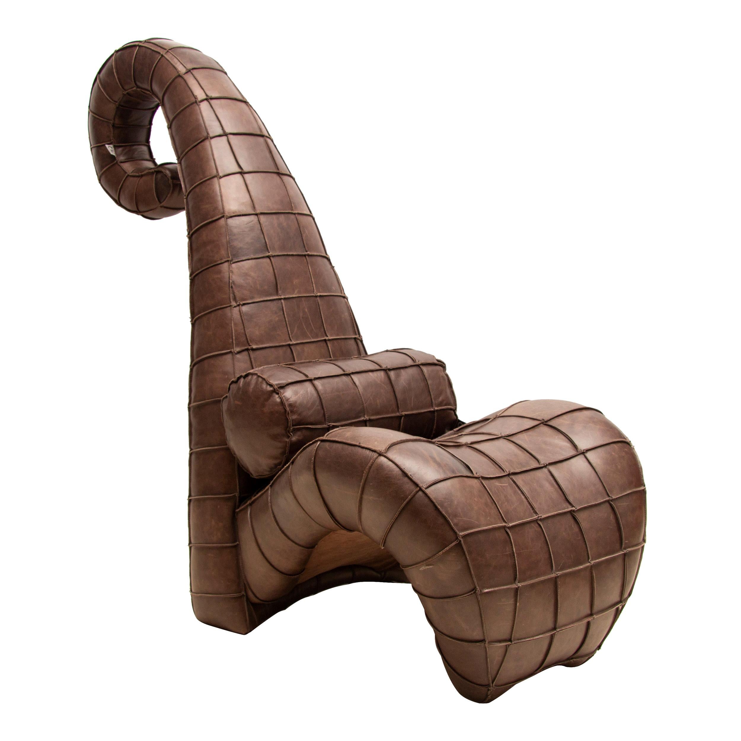 Contemporary Patchwork Leather Scorpion Chair by Jools Hannon for Chi Design For Sale