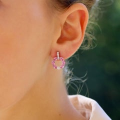 Contemporary Patel Pink Sapphire and Diamond Earrings in 18k White Gold