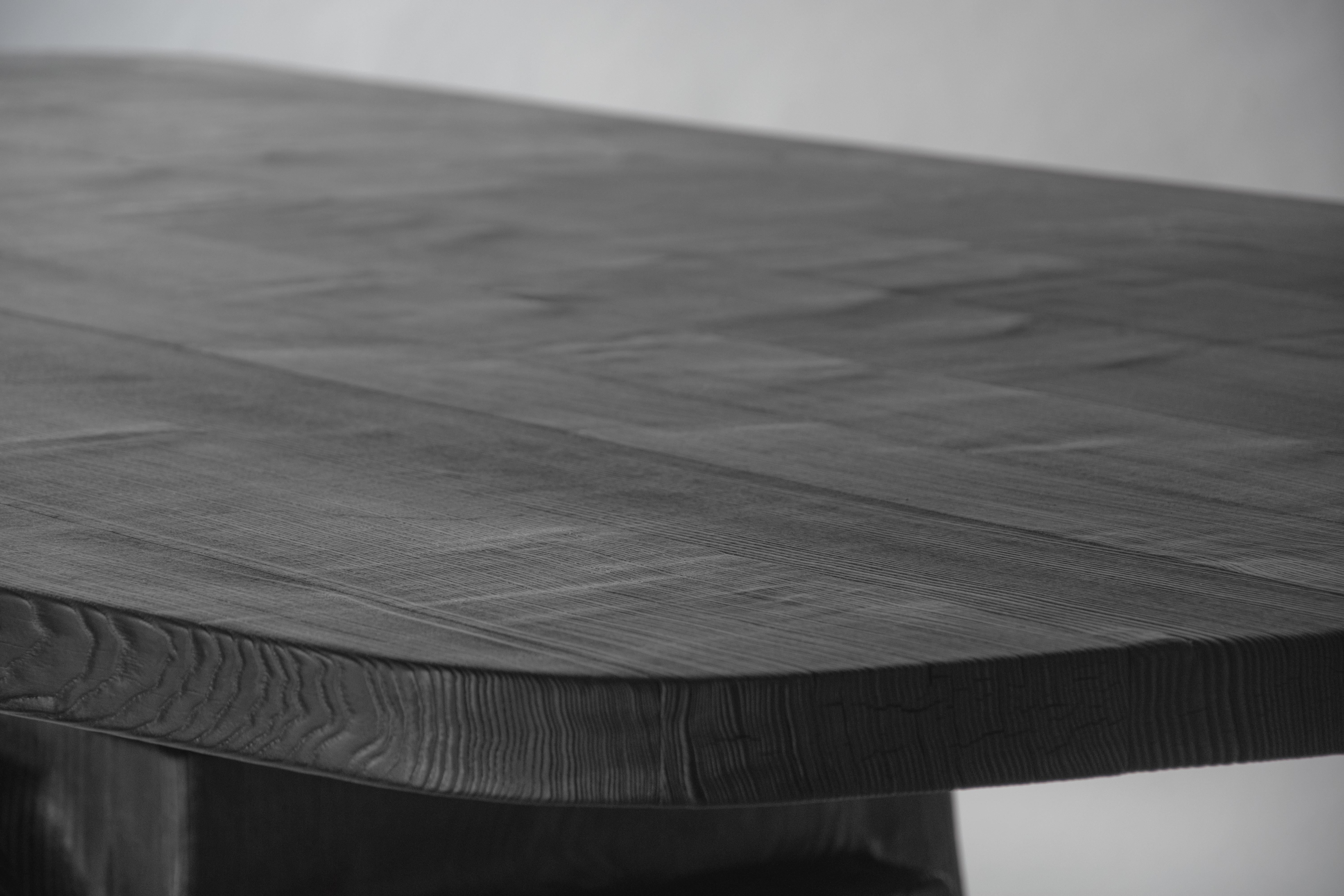Contemporary 'PATHOS' Dining Table by Eichkorn, Burnt Ash Wood, Customizable For Sale 2