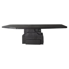 Contemporary 'PATHOS' Dining Table by Eichkorn, Burnt Ash Wood, Customizable