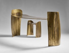 Contemporary Patinated Brass Calle Desk with organic shape