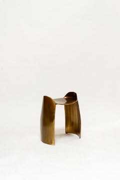 Contemporary Patinated Brass Calle stool with organic shape