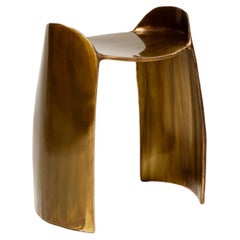 Contemporary Patinated Brass Calle stool with organic shape
