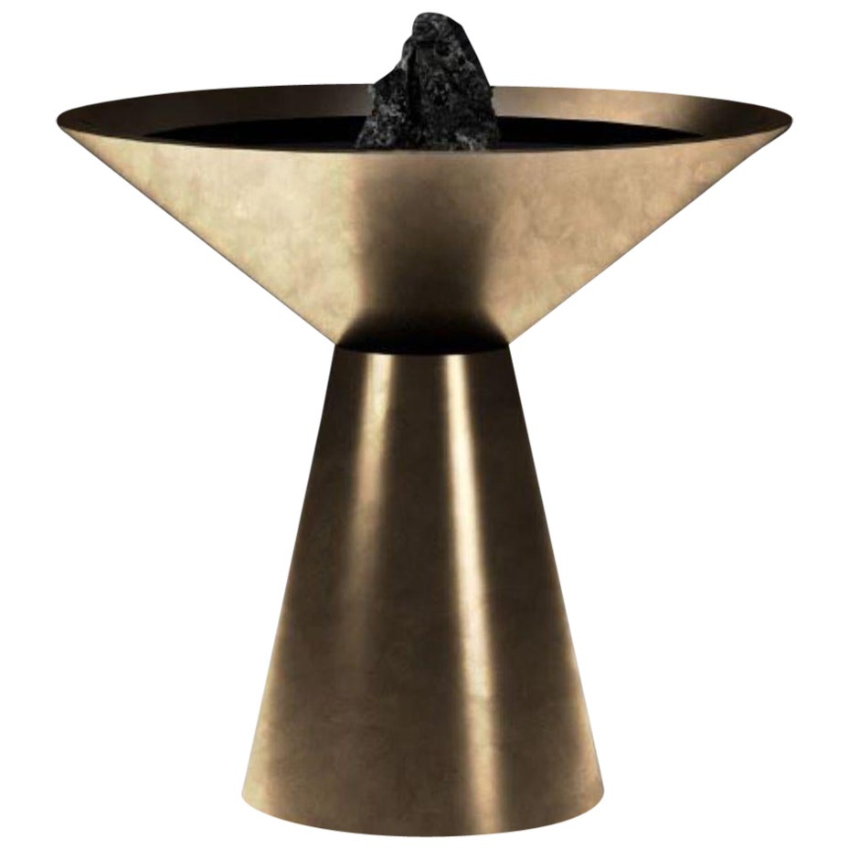 Contemporary Patinated Brass Fountain with Black Noir Belge by Pierre De Valck