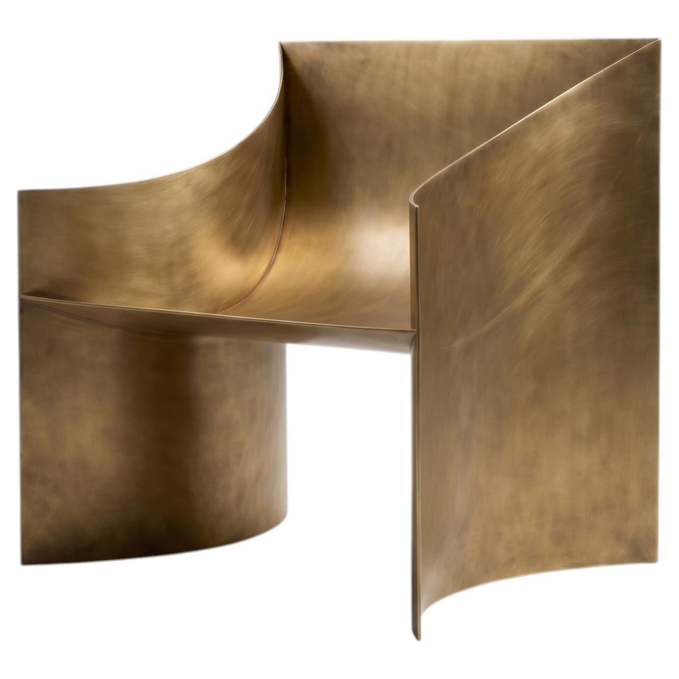 Contemporary Patinated brass - One Curve Chair by Studio Narra