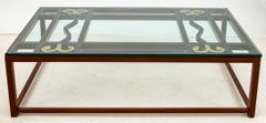 Contemporary Patinated Iron and Brass Coffee Table
