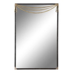Contemporary Patinated Metal Mirror with Brass Swag Detail