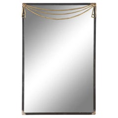 Contemporary Patinated Metal Mirror with Brass Swag Detail