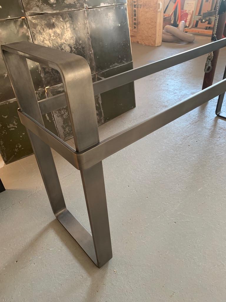 Contemporary Patinated Stainless Steel Console with Marble Top by Scott Gordon For Sale 10