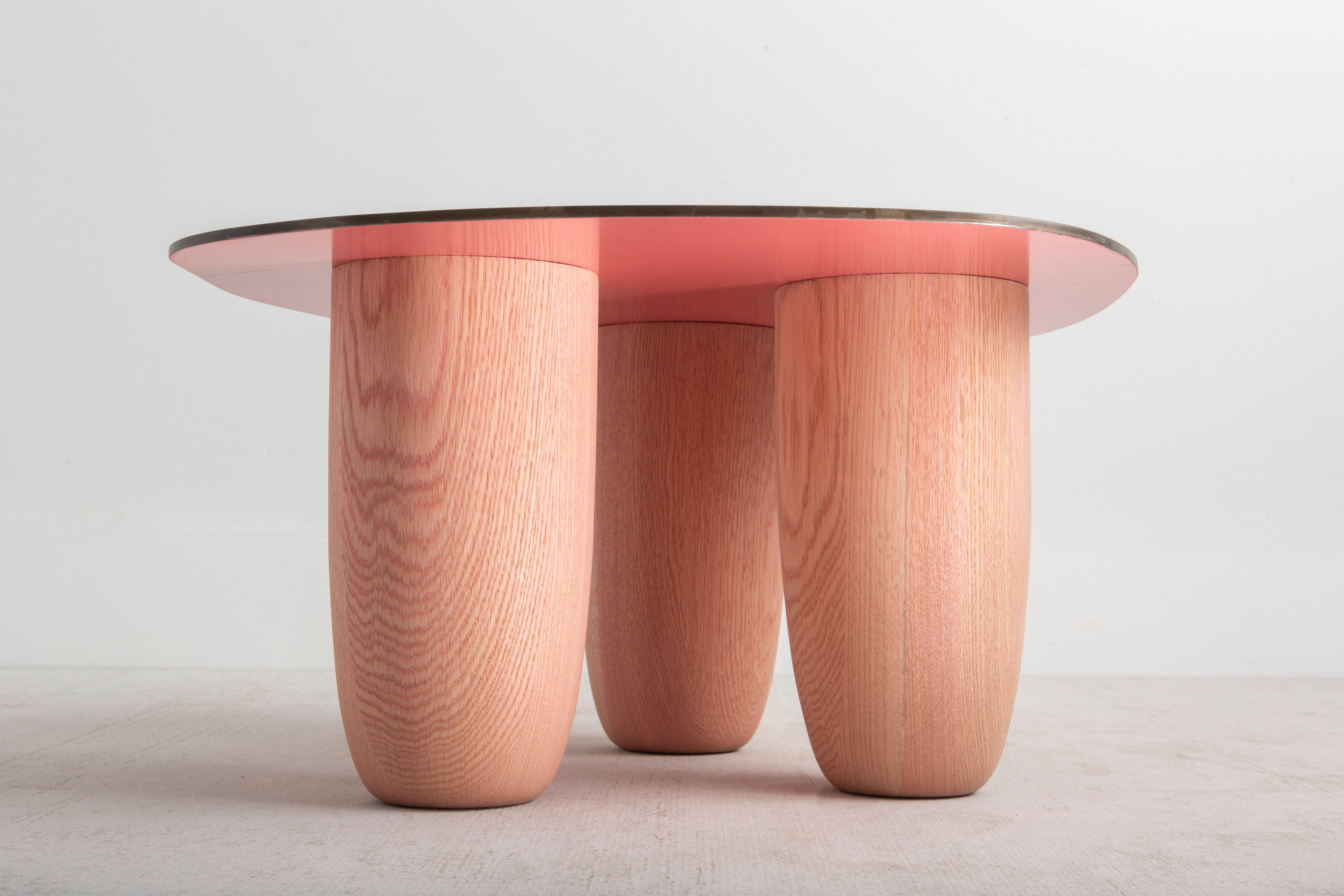 Tables basses contemporaines en acier patiné et en Oak Oak massif par Vivian Carbonell en vente 1