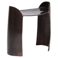 Contemporary Patinated Steel Calle stool with organic shape