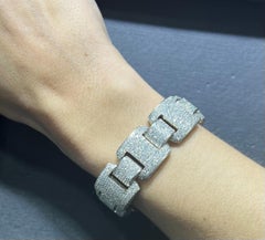 Contemporary Pave Diamond Bracelet 20 Cts. Yellow Gold Cusi Italian Made