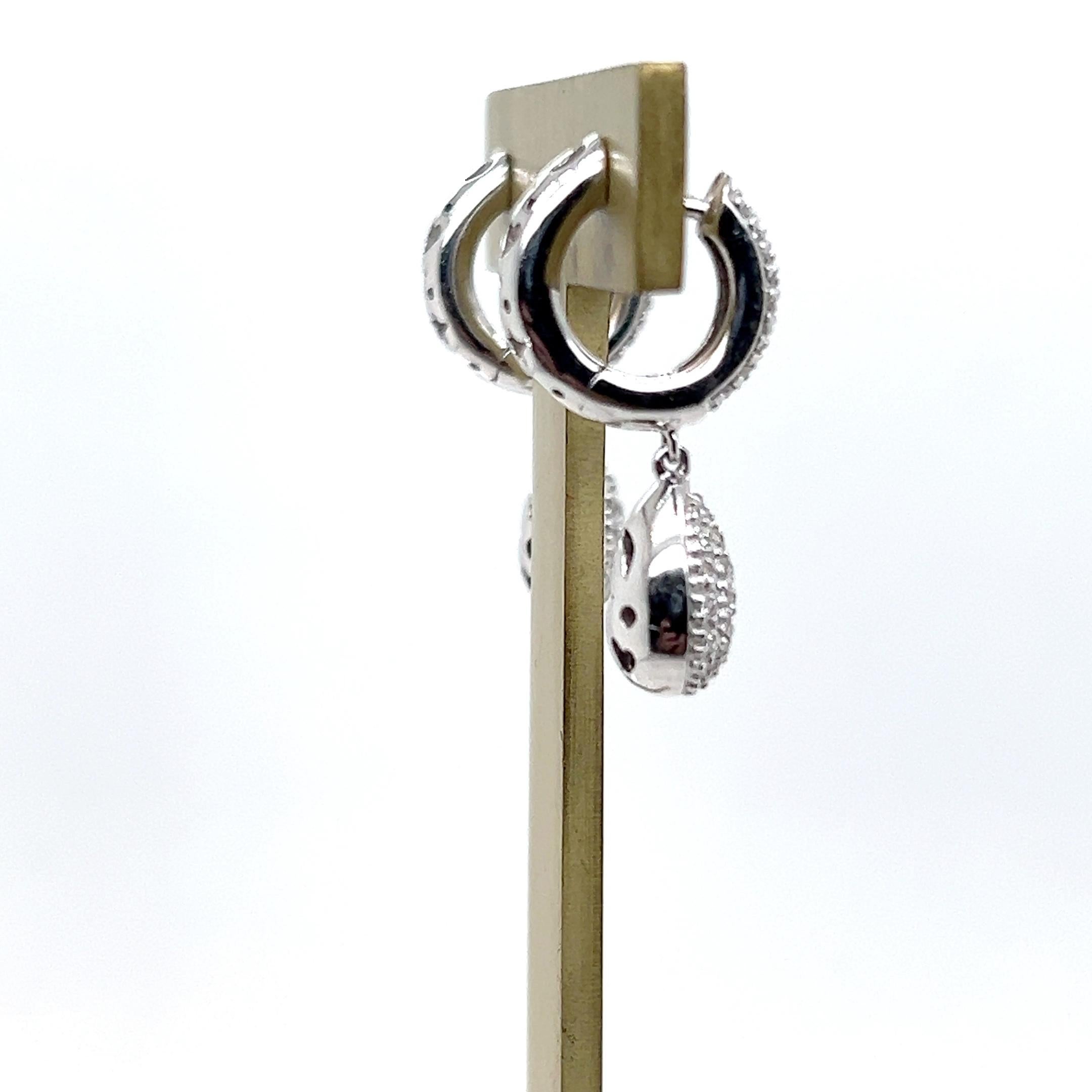 Contemporary Pave Diamond, Heart, Star & Moon White Gold Drop Earrings For Sale 1