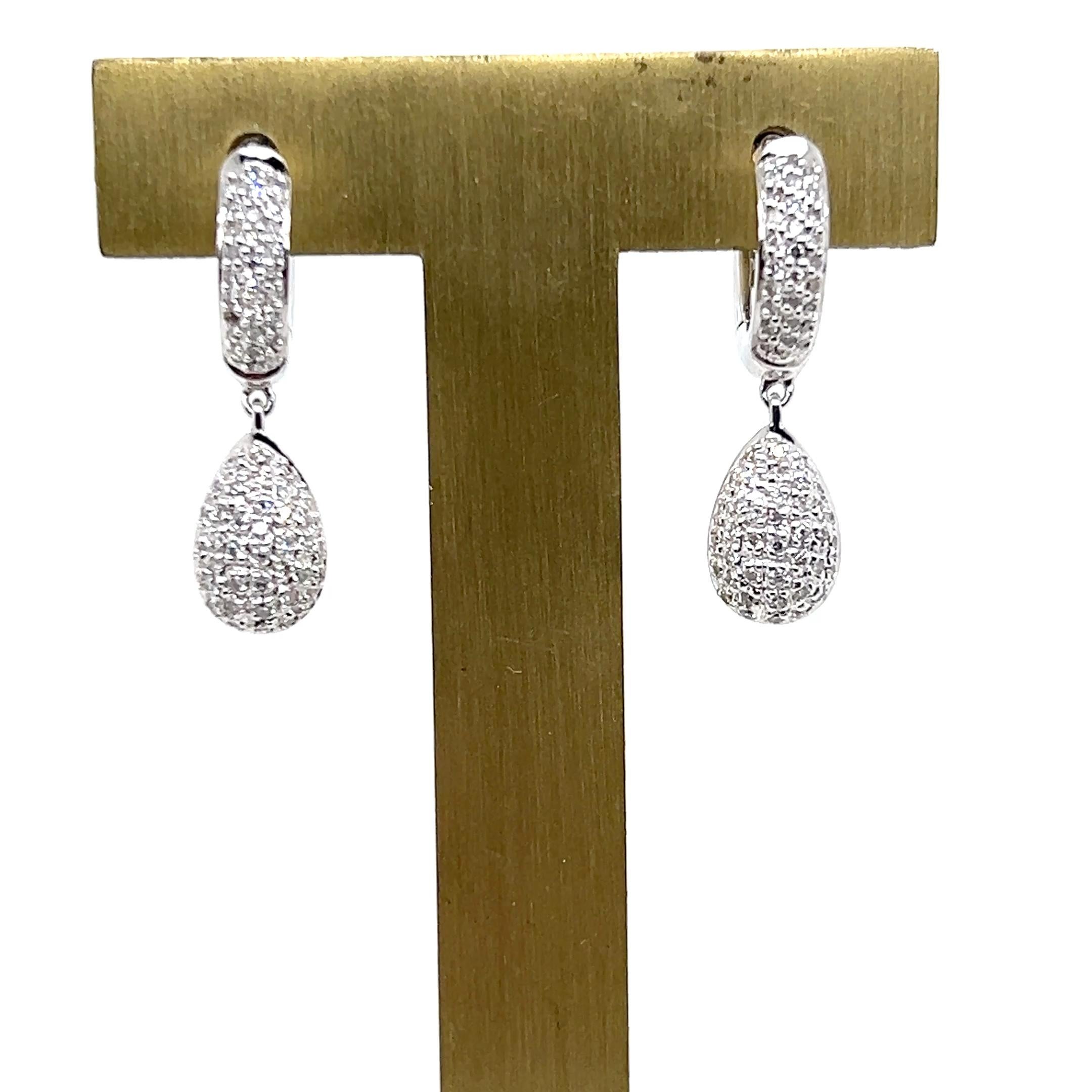 Contemporary Pave Diamond, Heart, Star & Moon White Gold Drop Earrings For Sale 3