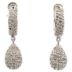Contemporary Pave Diamond, Heart, Star & Moon White Gold Drop Earrings