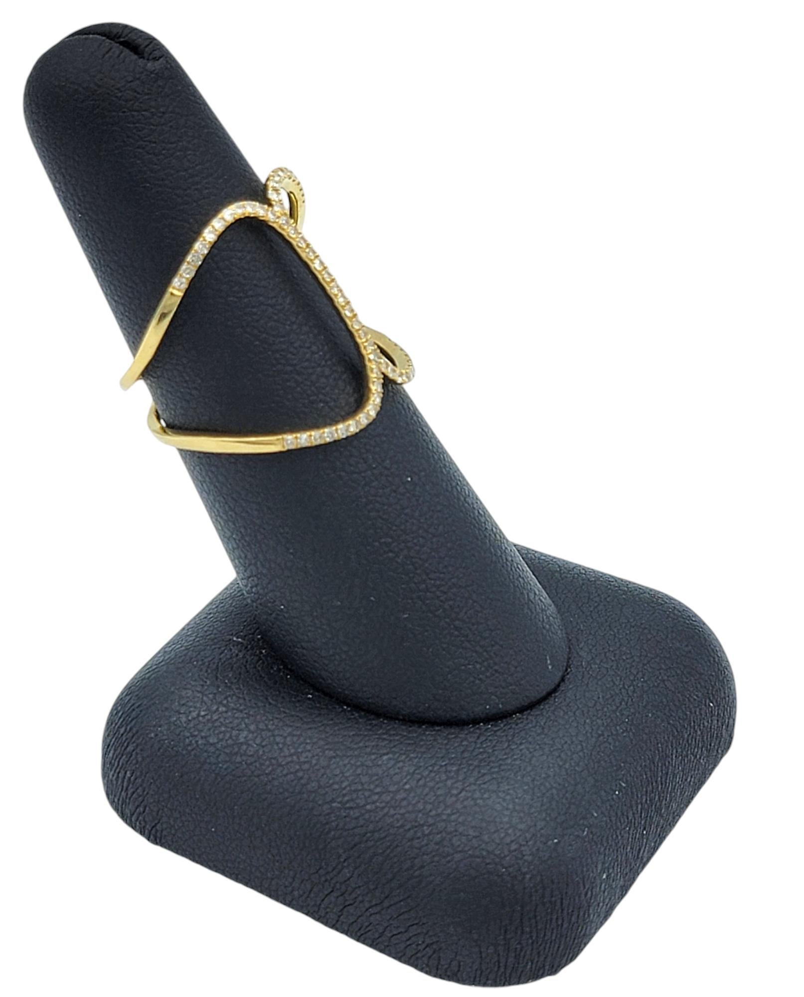Contemporary Pavé Diamond Negative Space Split Shank Ring 18 Karat Yellow Gold For Sale 5
