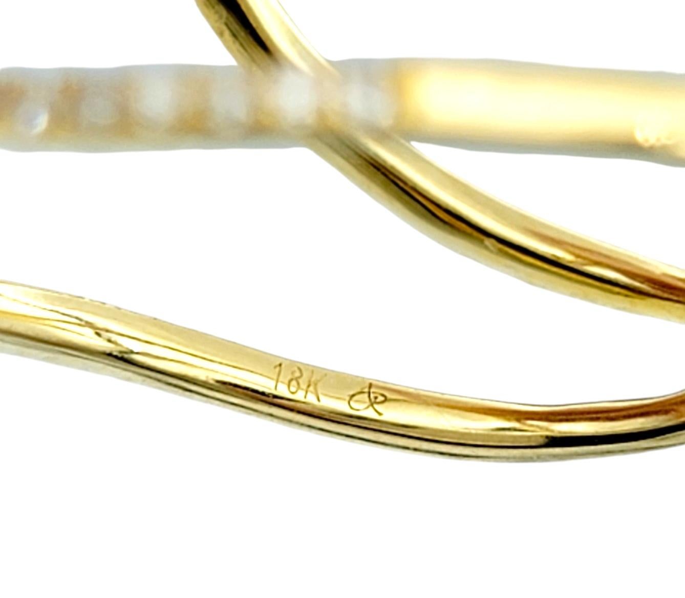 Contemporary Pavé Diamond Negative Space Split Shank Ring 18 Karat Yellow Gold For Sale 2