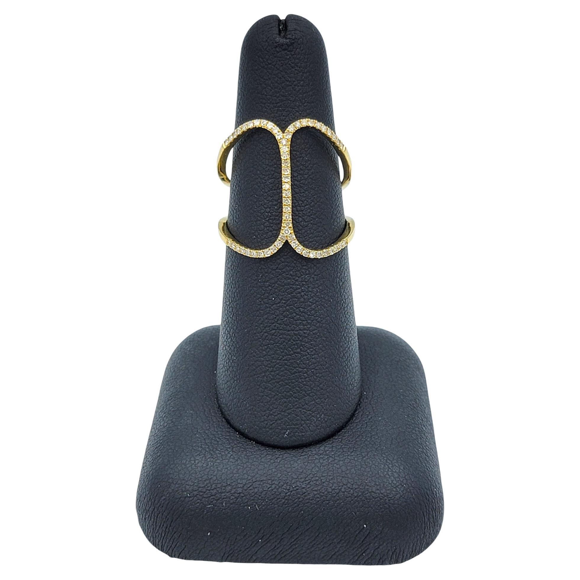 Contemporary Pavé Diamond Negative Space Split Shank Ring 18 Karat Yellow Gold For Sale 4
