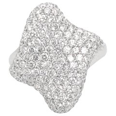 Contemporary Pave Diamond Ring in 18 Karat White Gold