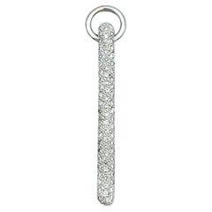 Contemporary Pavé Diamond Vertical Bar Anhänger aus poliertem 14 Karat Weißgold