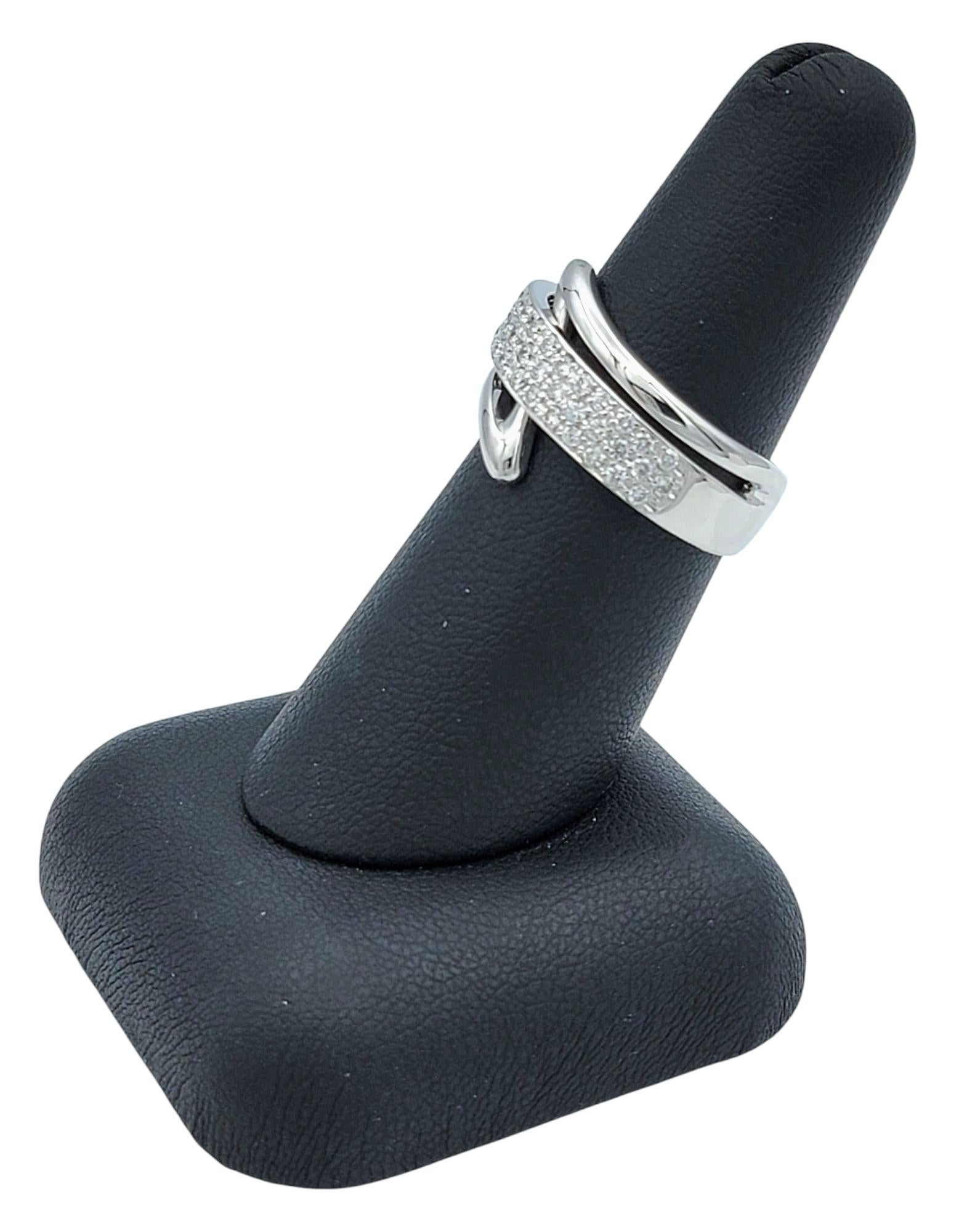 Contemporary Pavé Diamond Zig Zag Motif Band Ring in Polished Platinum For Sale 6