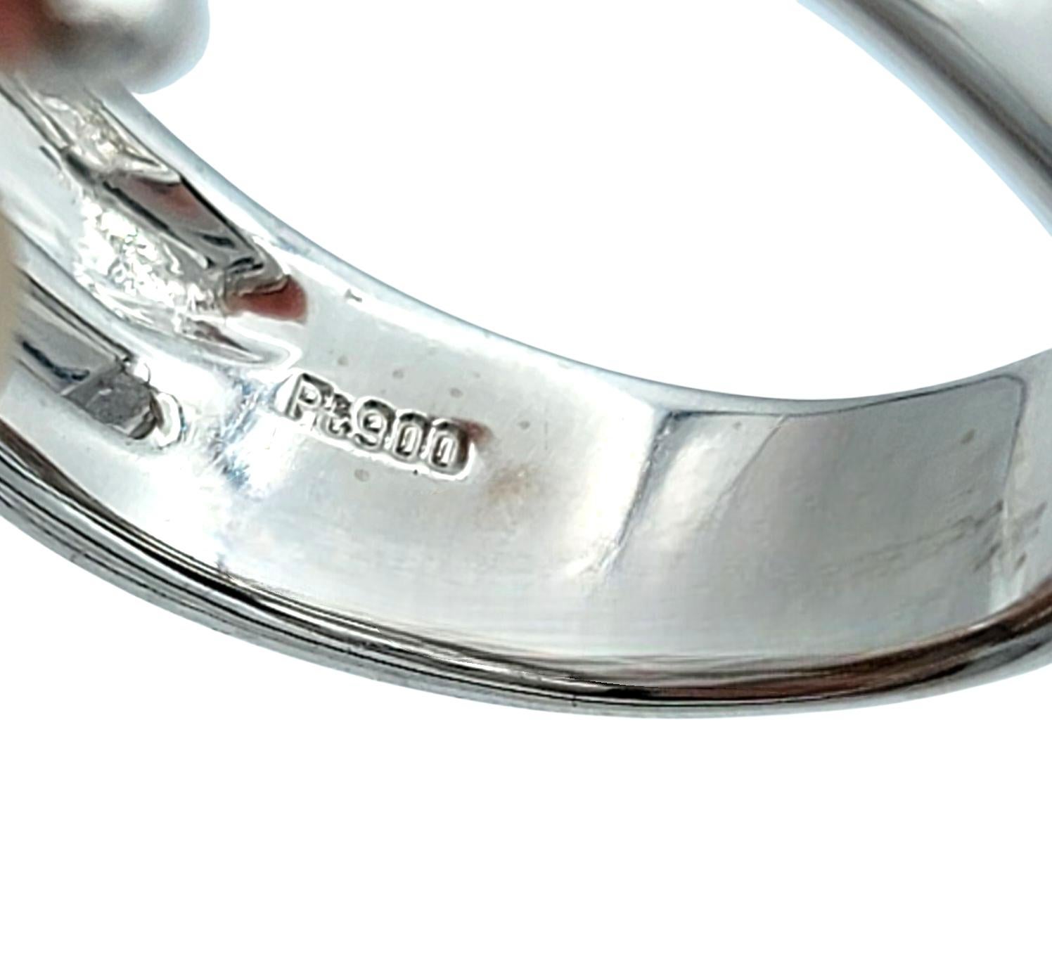 Contemporary Pavé Diamond Zig Zag Motif Band Ring in Polished Platinum For Sale 2