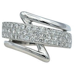 Contemporary Pavé Diamond Zig Zag Motiv Band Ring aus poliertem Platin