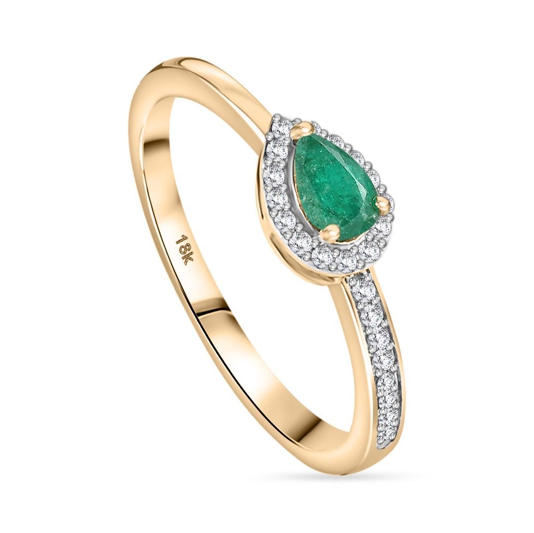 Im Angebot: Contemporary Pear-Cut Emerald Diamond Wedding Ring in 18k massivem Weißgold () 3