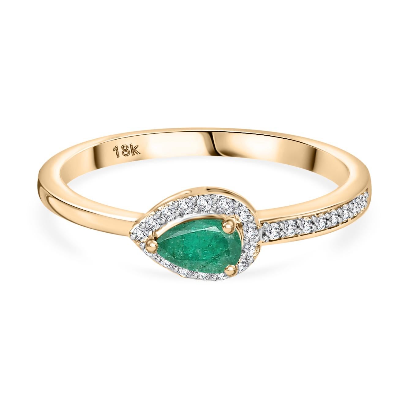 Im Angebot: Contemporary Pear-Cut Emerald Diamond Wedding Ring in 18k massivem Weißgold () 7