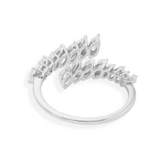 Contemporary Pear-Shaped Diamond Open Band Wrap Ring in 14 Karat White Gold