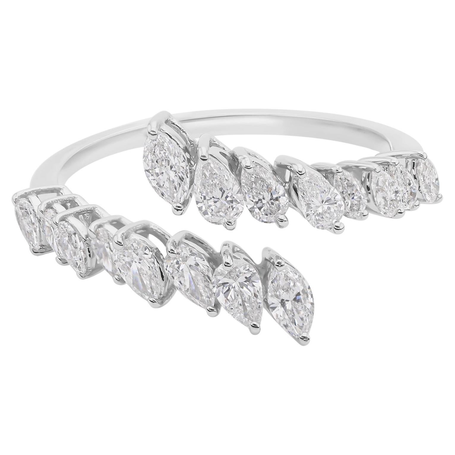 in vendita:  Anello a fascia aperta con diamante a forma di pera in oro bianco da 14 carati
