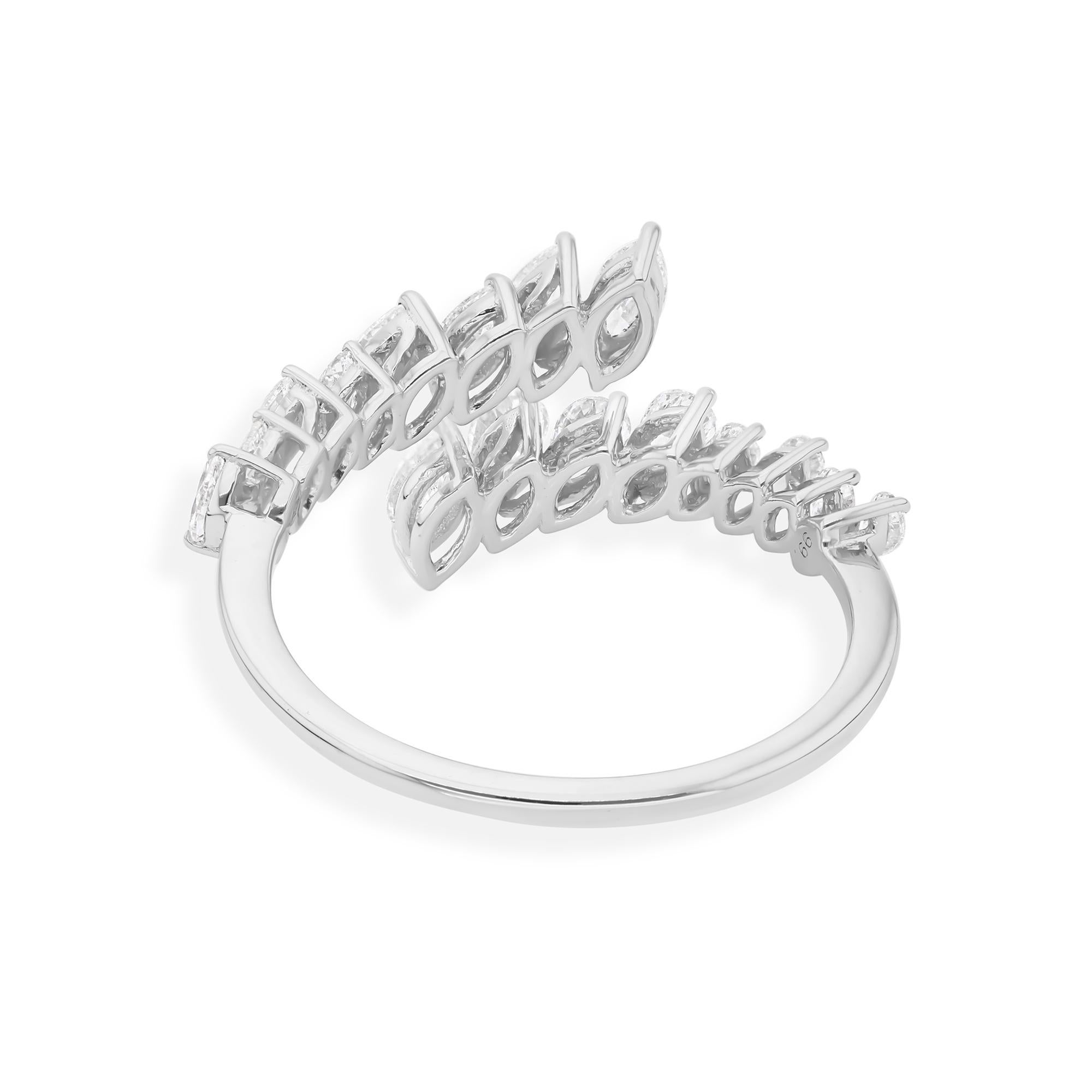 For Sale:  Contemporary Pear-Shaped Diamond Open Band Wrap Ring in 18 Karat White Gold 4