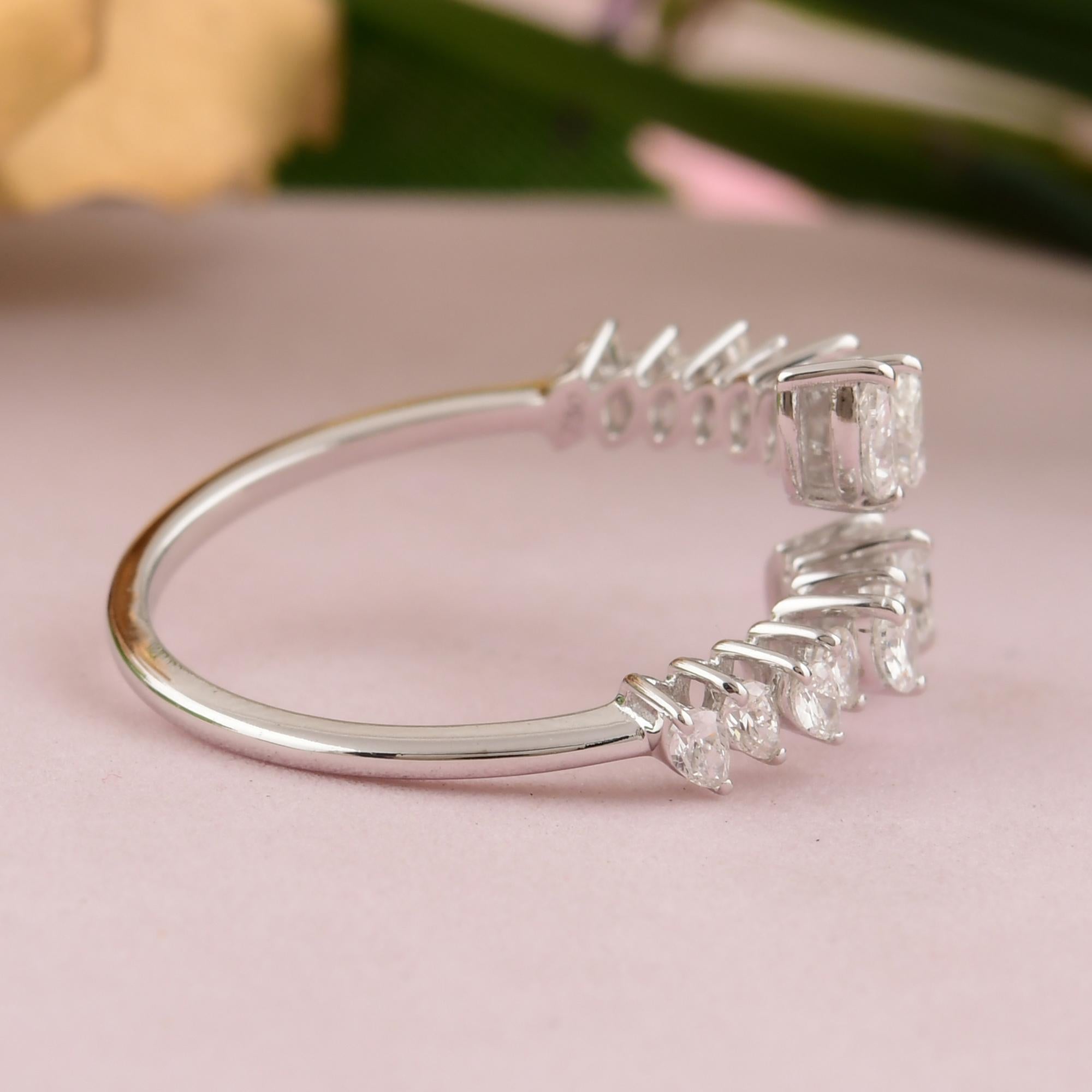 For Sale:  Contemporary Pear-Shaped Diamond Open Band Wrap Ring in 18 Karat White Gold 5