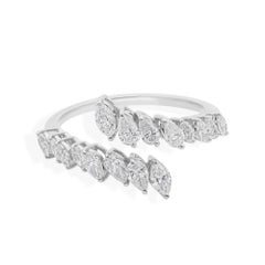 Contemporary Pear-Shaped Diamond Open Band Wrap Ring in 18 Karat White Gold