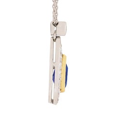Contemporary Pear-Shaped Sapphire and Diamond Pendant