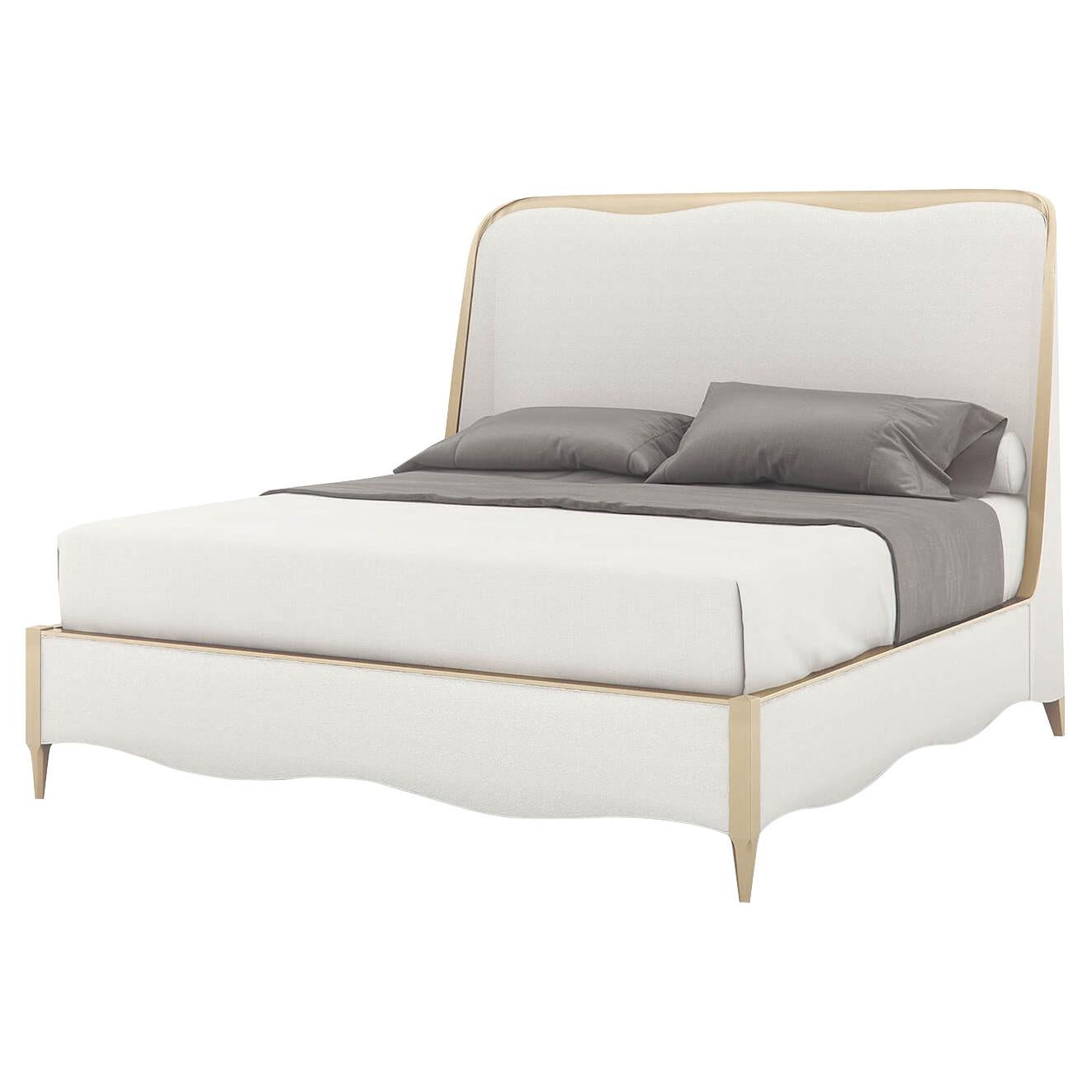 Contemporary Pearl Finish King Bed For Sale