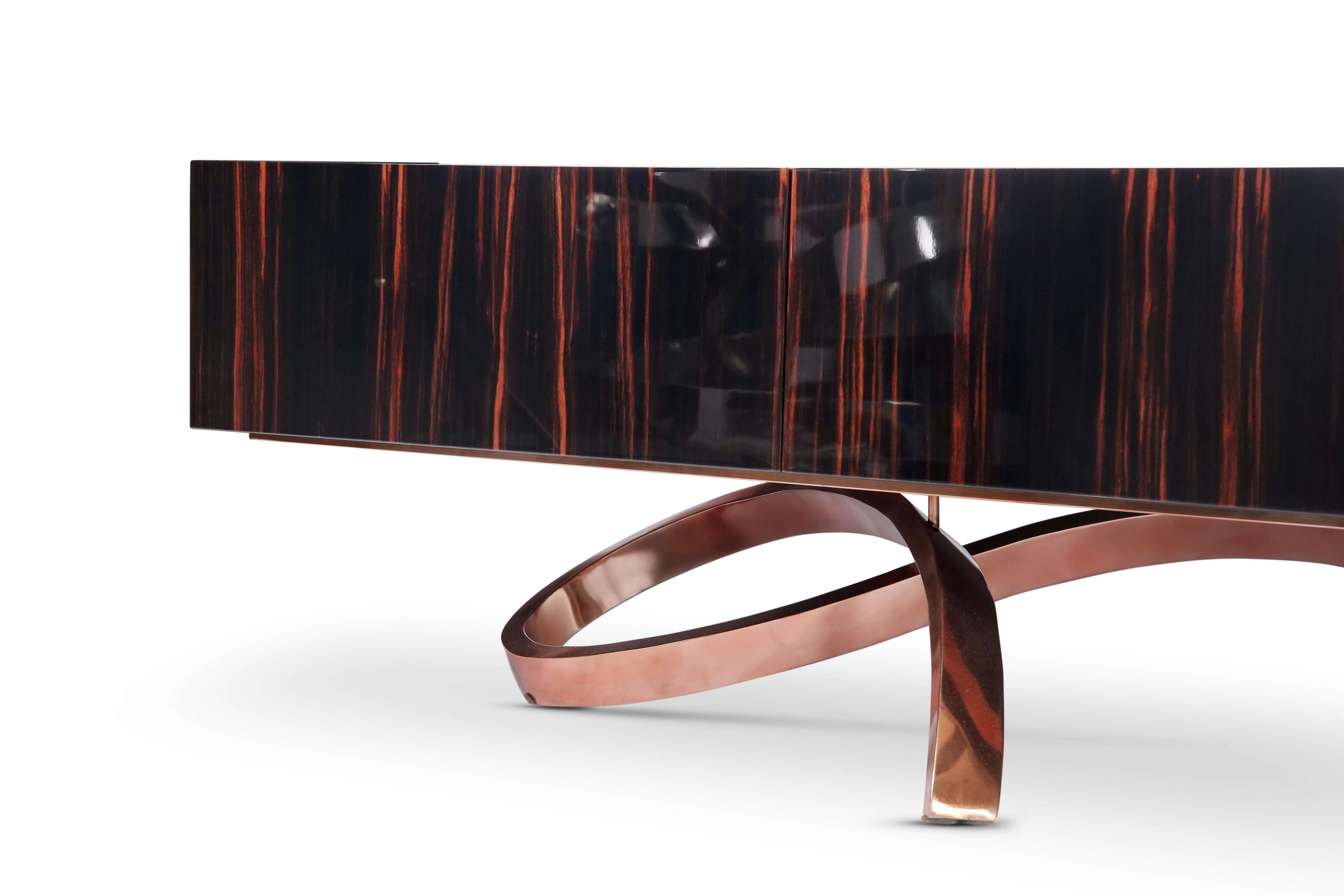 Latvian Contemporary Penance Sideboard or Console in Ebony and Copper For Sale