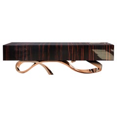 Contemporary Penance Sideboard or Console in Ebony and Copper