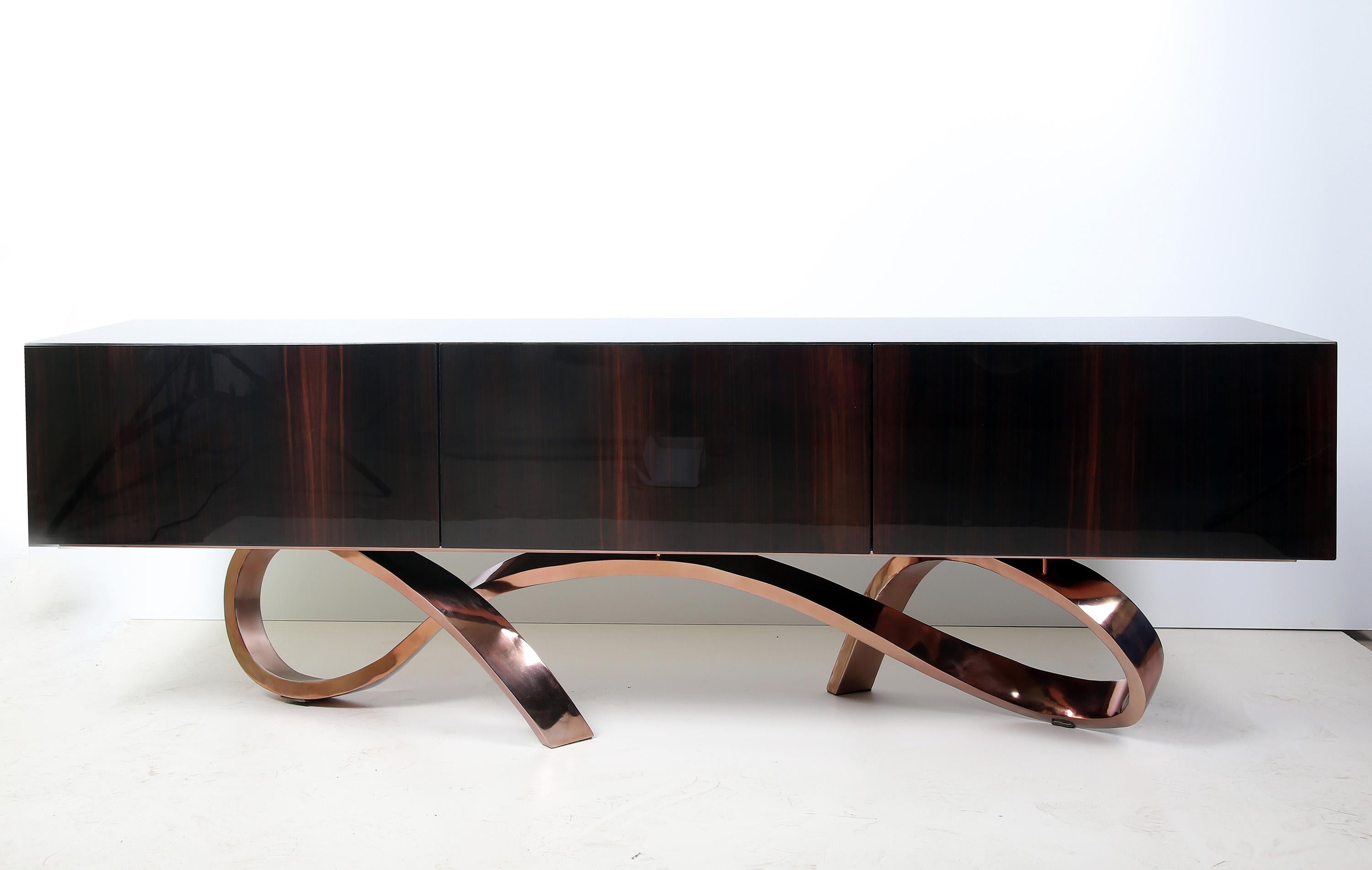 Contemporary Penance Sideboard or Console in Ebony and Copper 1