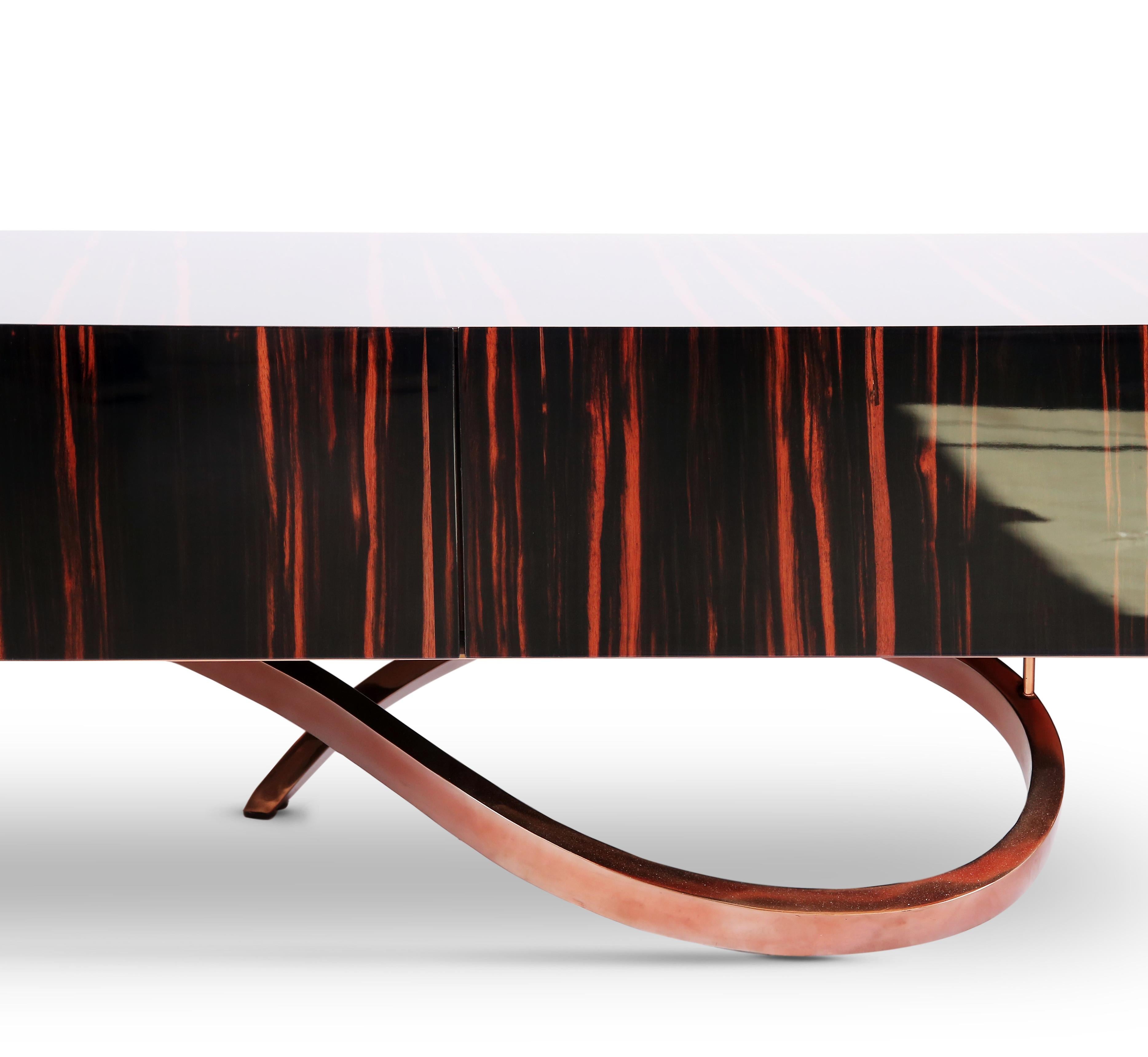 Modern Contemporary Penance Sideboard or Console in Ebony and Copper