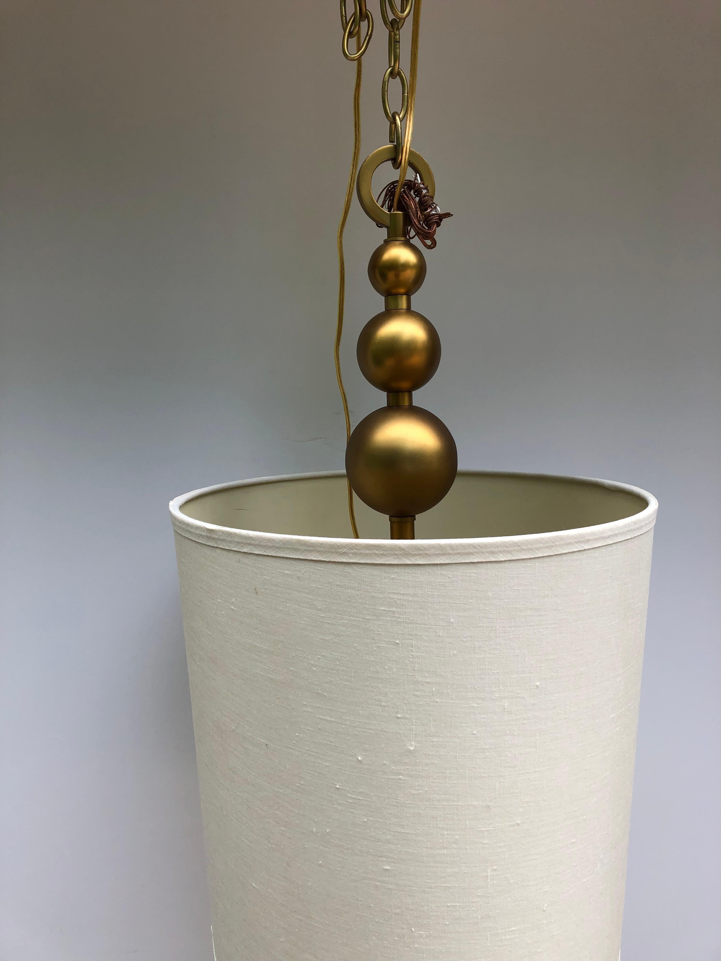 American Contemporary Pendant Chandelier with Shade and Gold Balls For Sale