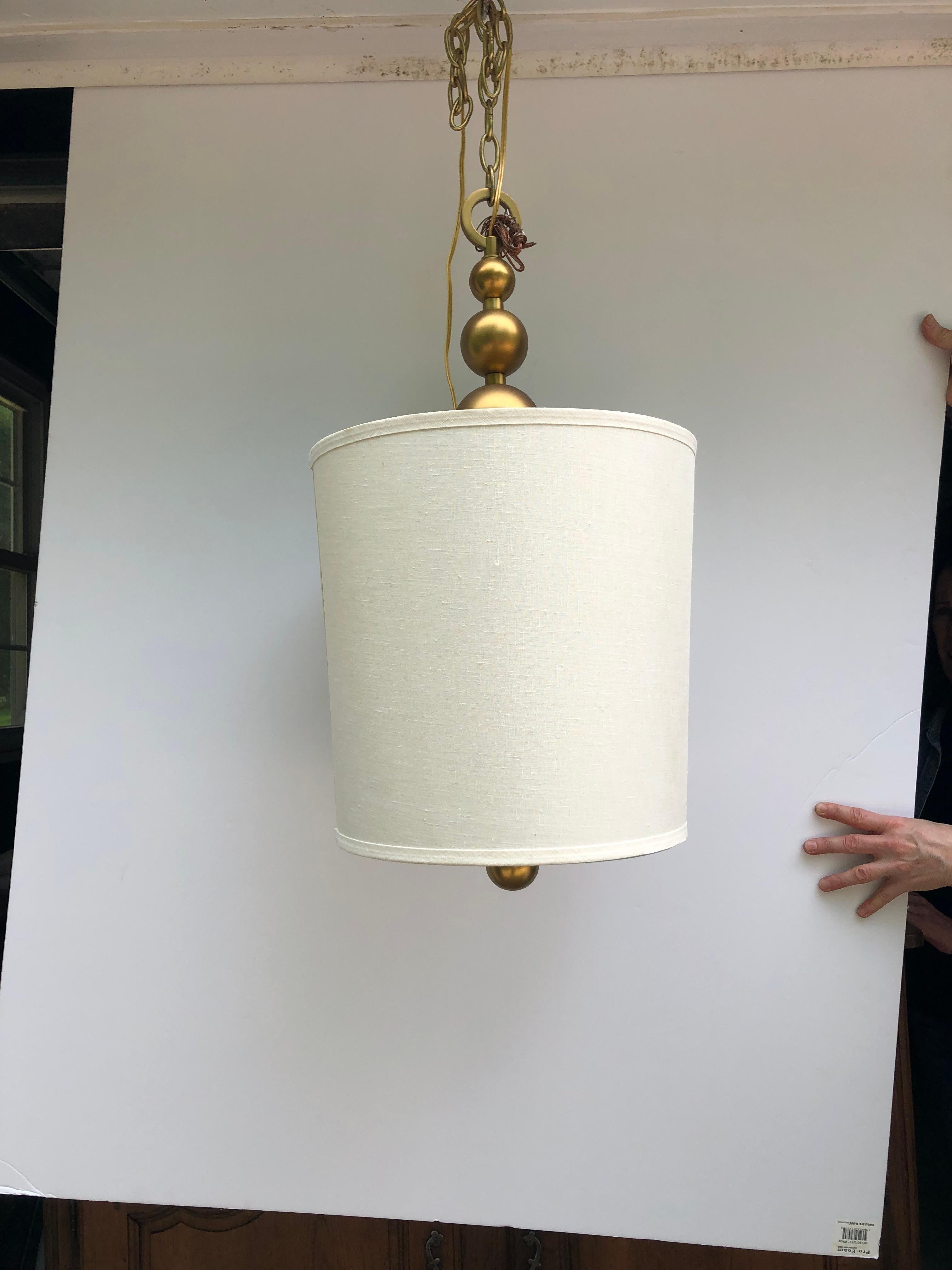 Contemporary Pendant Chandelier with Shade and Gold Balls In Good Condition For Sale In Hopewell, NJ