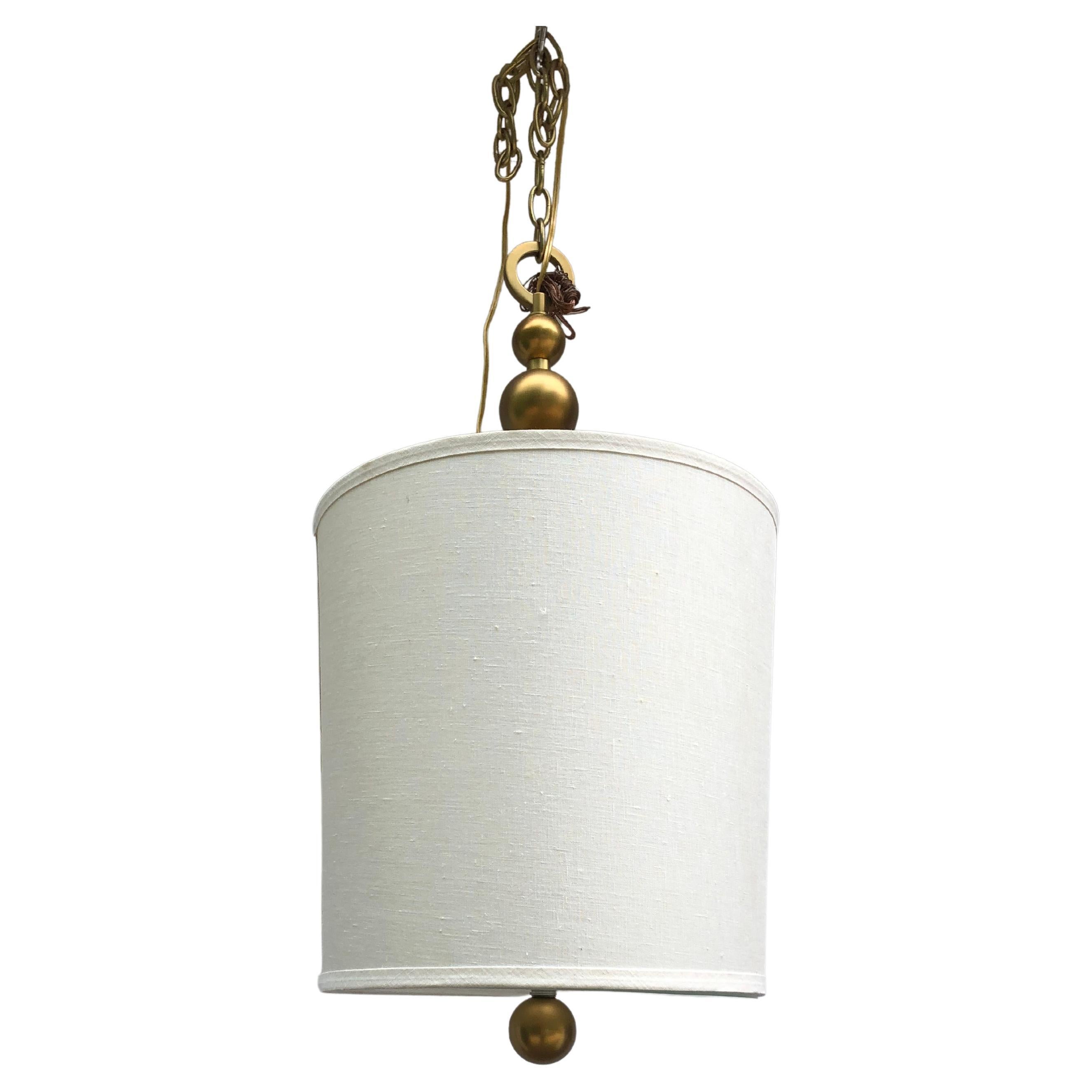 Contemporary Pendant Chandelier with Shade and Gold Balls For Sale