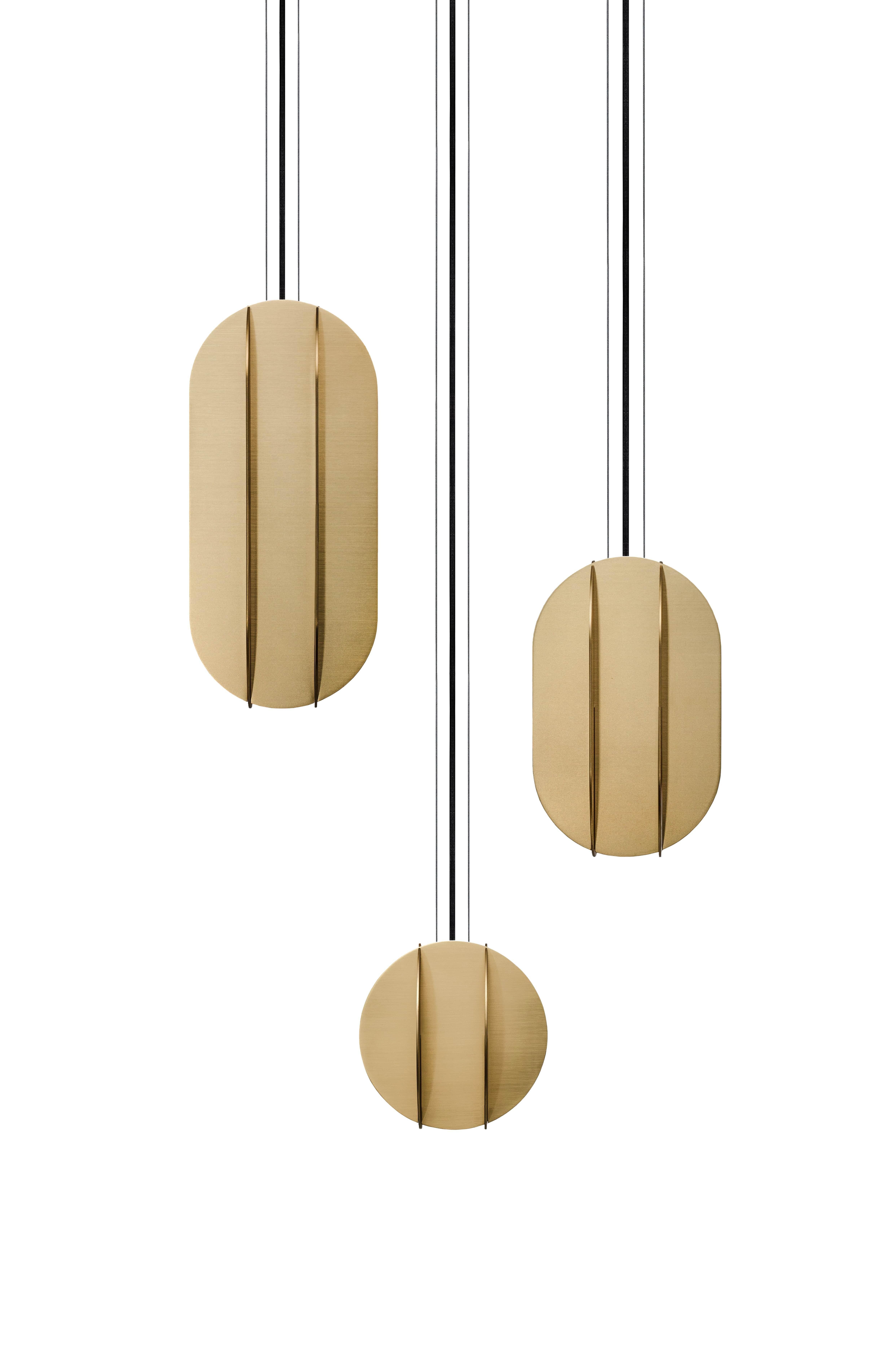 Brushed Contemporary Pendant 'EL Lamp CS1' by NOOM, Large, Brass For Sale