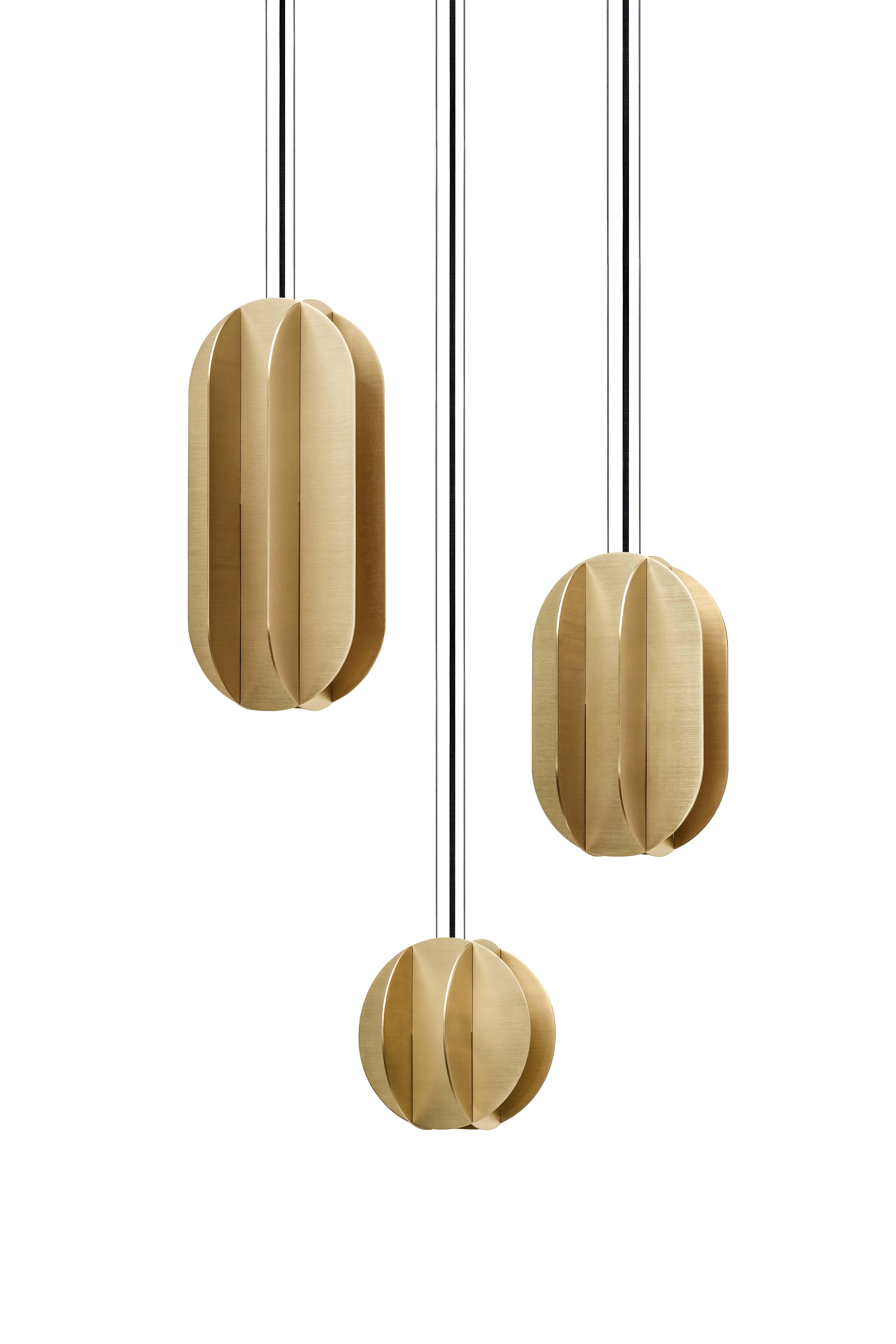 Contemporary Pendant 'EL Lamp CS1' by NOOM, Large, Brass In New Condition For Sale In Paris, FR