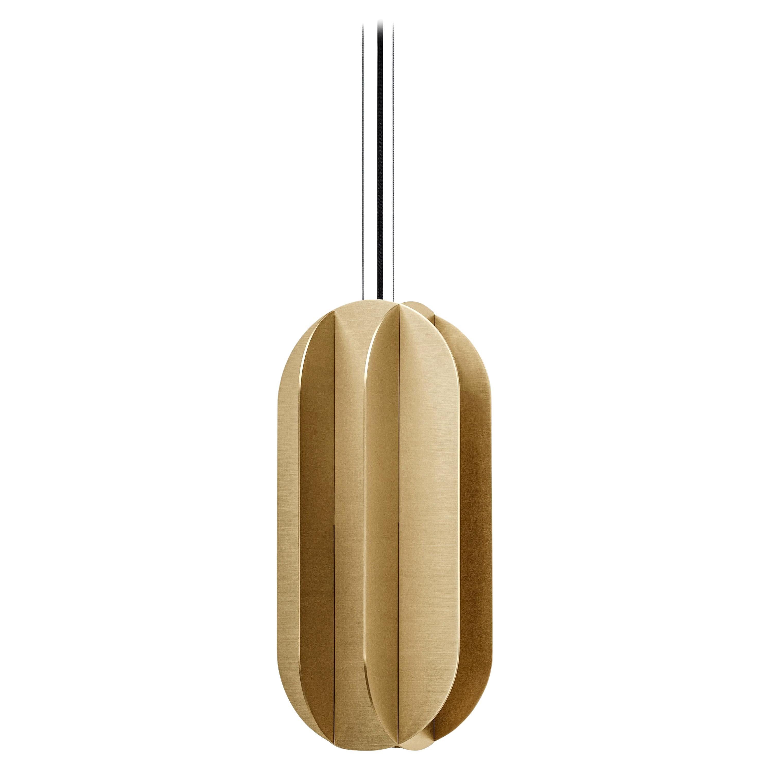 Contemporary Pendant 'EL Lamp CS1' by NOOM, Large, Brass For Sale