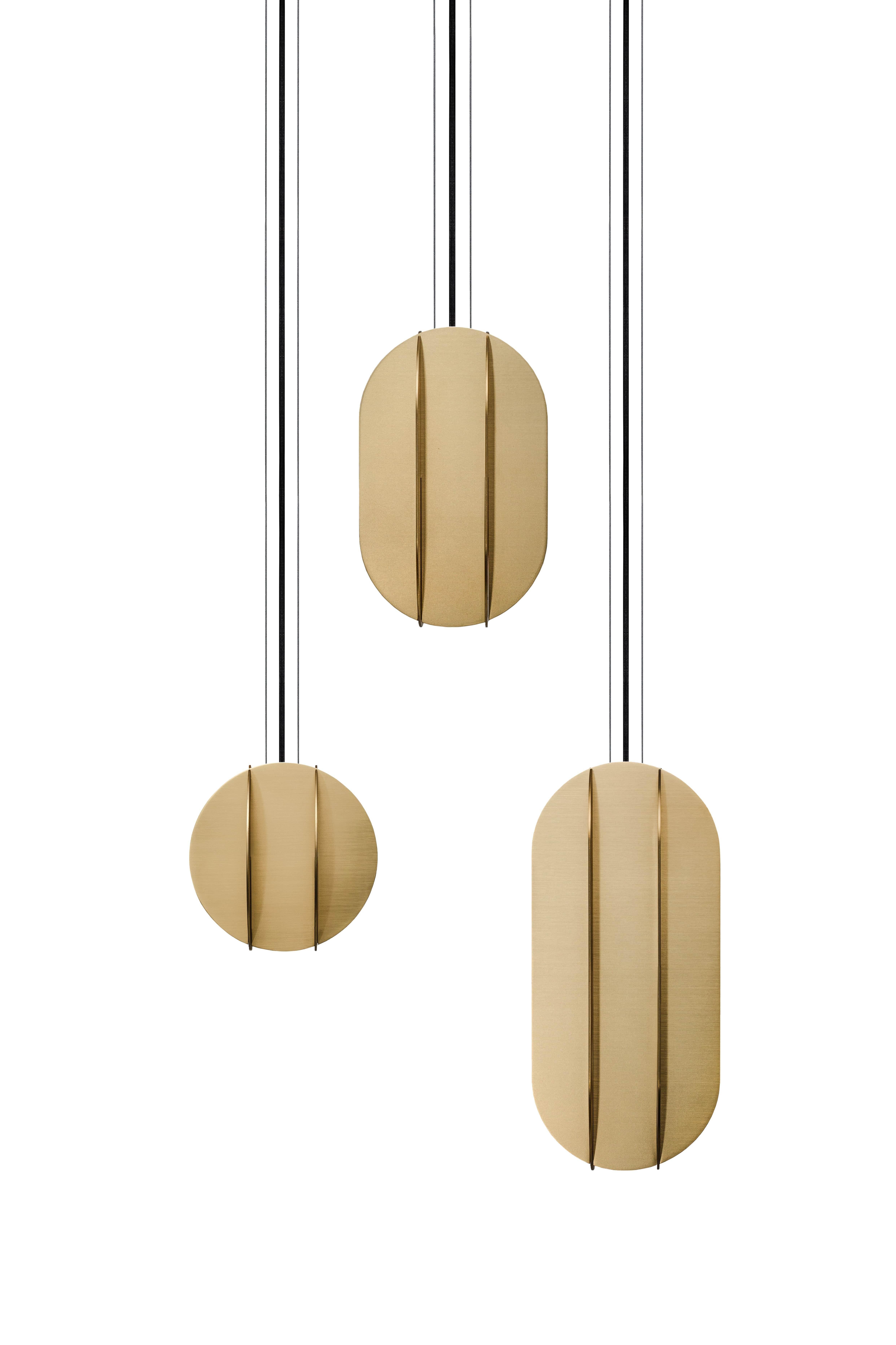 Brushed Contemporary Pendant 'EL Lamp CS1' by NOOM, Medium, Brass For Sale