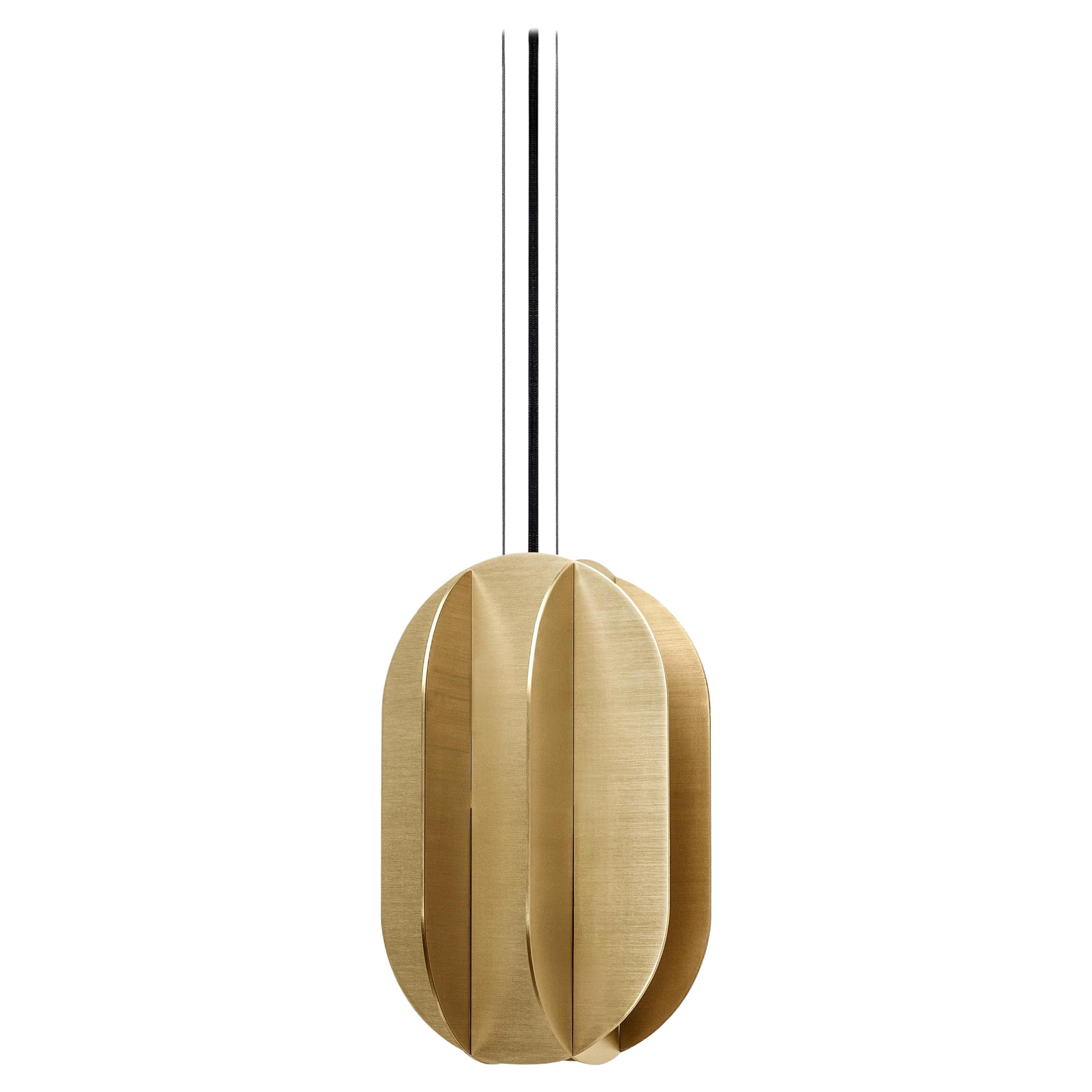 Contemporary Pendant 'EL Lamp CS1' by NOOM, Medium, Brass For Sale