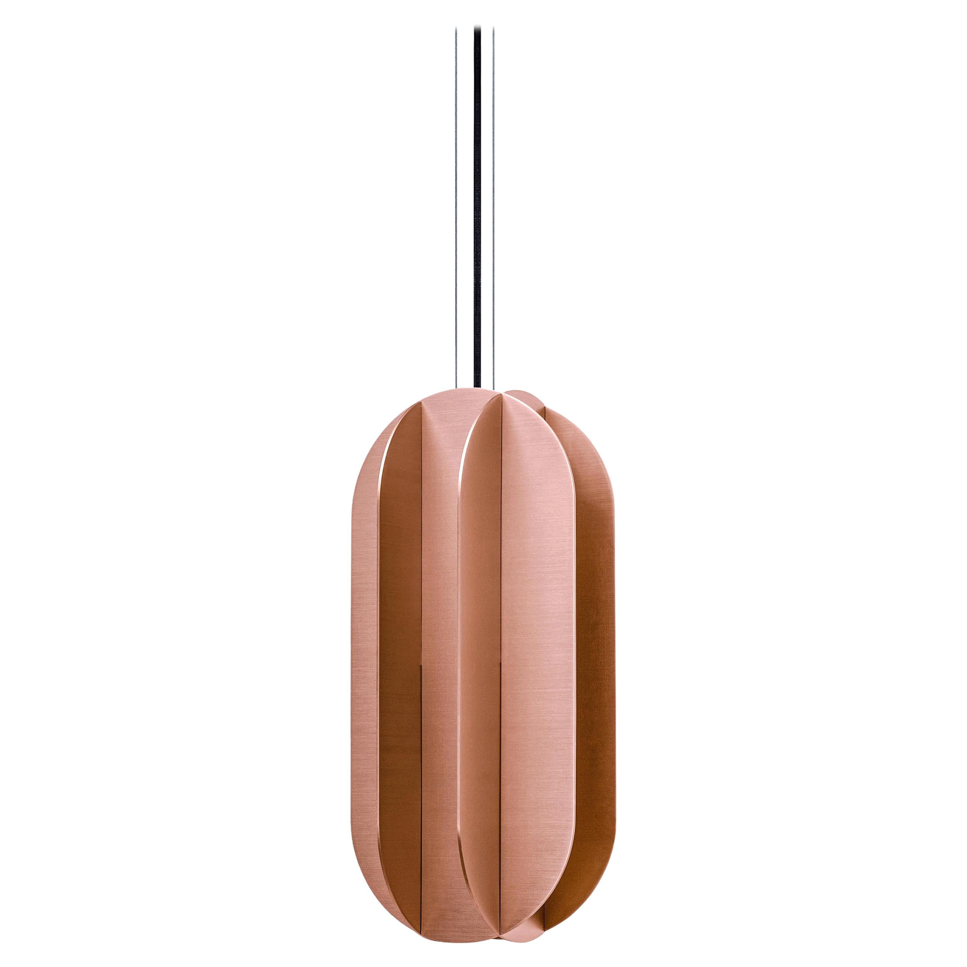 Contemporary Pendant 'EL Lamp CS2' by NOOM, Large, Copper