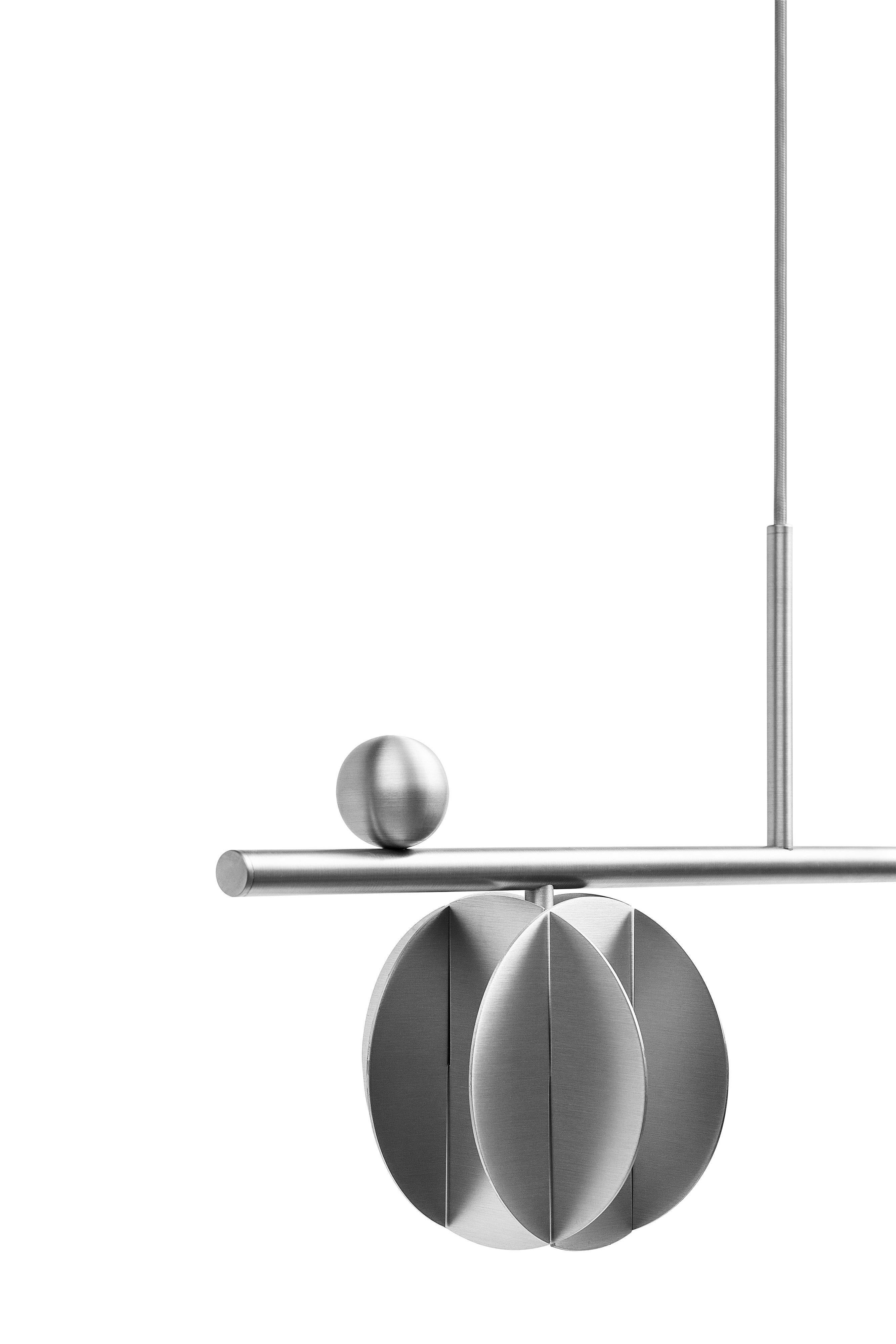 Ucraino Sospensione contemporanea 'EL Lamp CS3' di NOOM, Orizzontale, Acciaio inossidabile in vendita